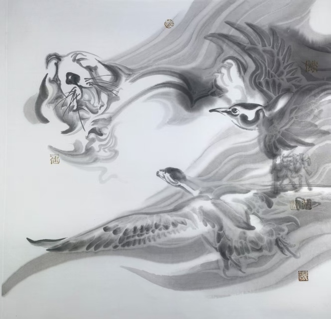 【DeepSeek谈艺】赵初凡·《观自在》系列 | 墨随笔走,心栖自在境